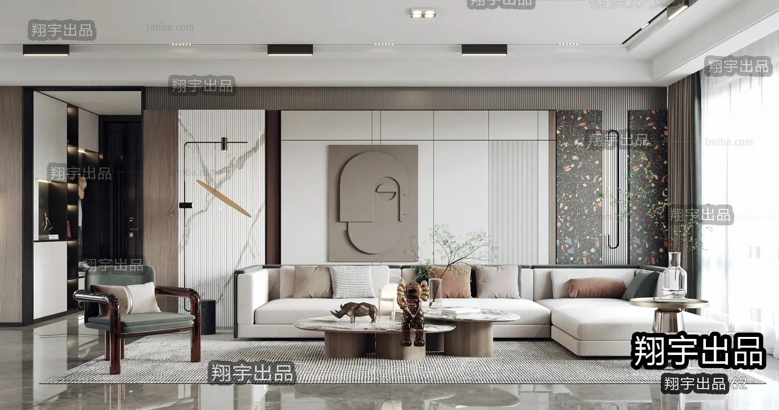 Living Room – Modern Interior Design – 3D Models – 028