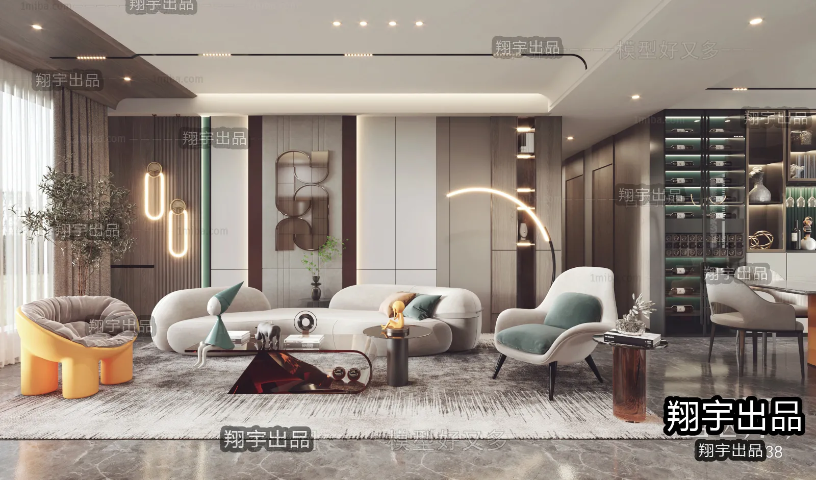 Living Room – Modern Interior Design – 3D Models – 030