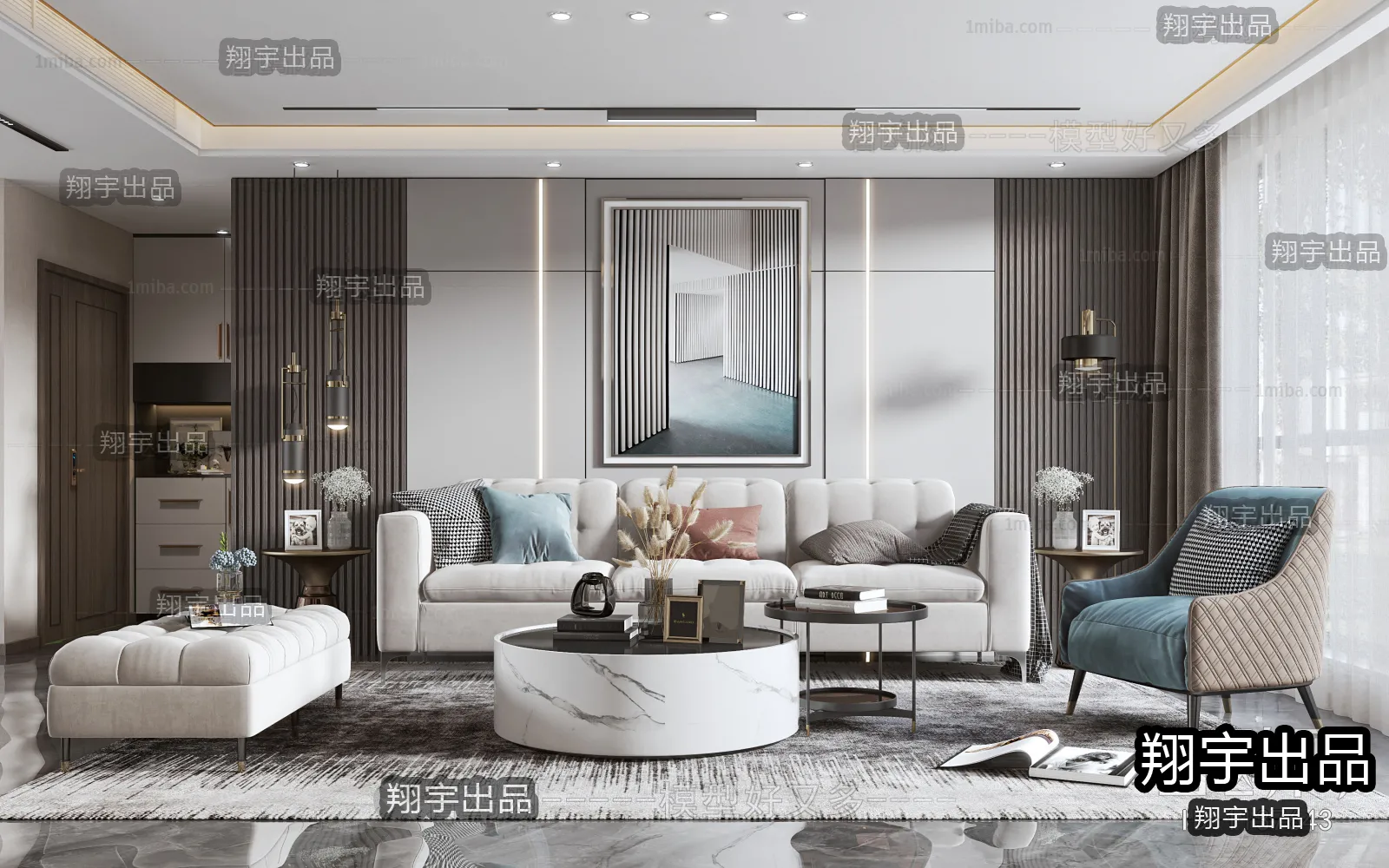 Living Room – Modern Interior Design – 3D Models – 035