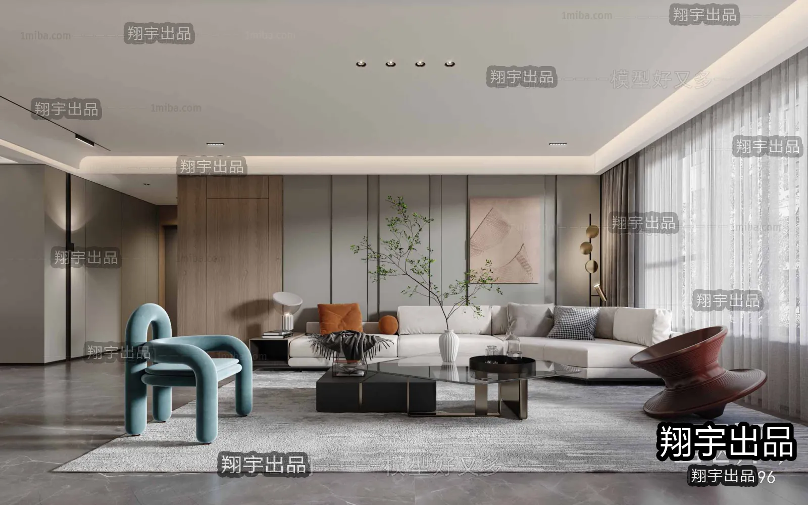 Living Room – Modern Interior Design – 3D Models – 036