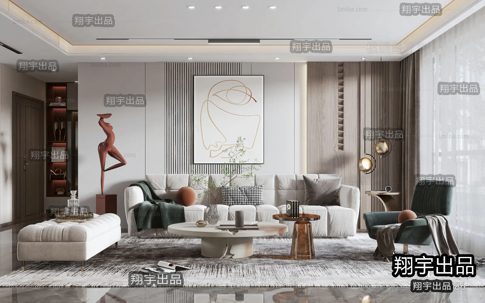 Living Room – Modern Interior Design – 3D Models – 043