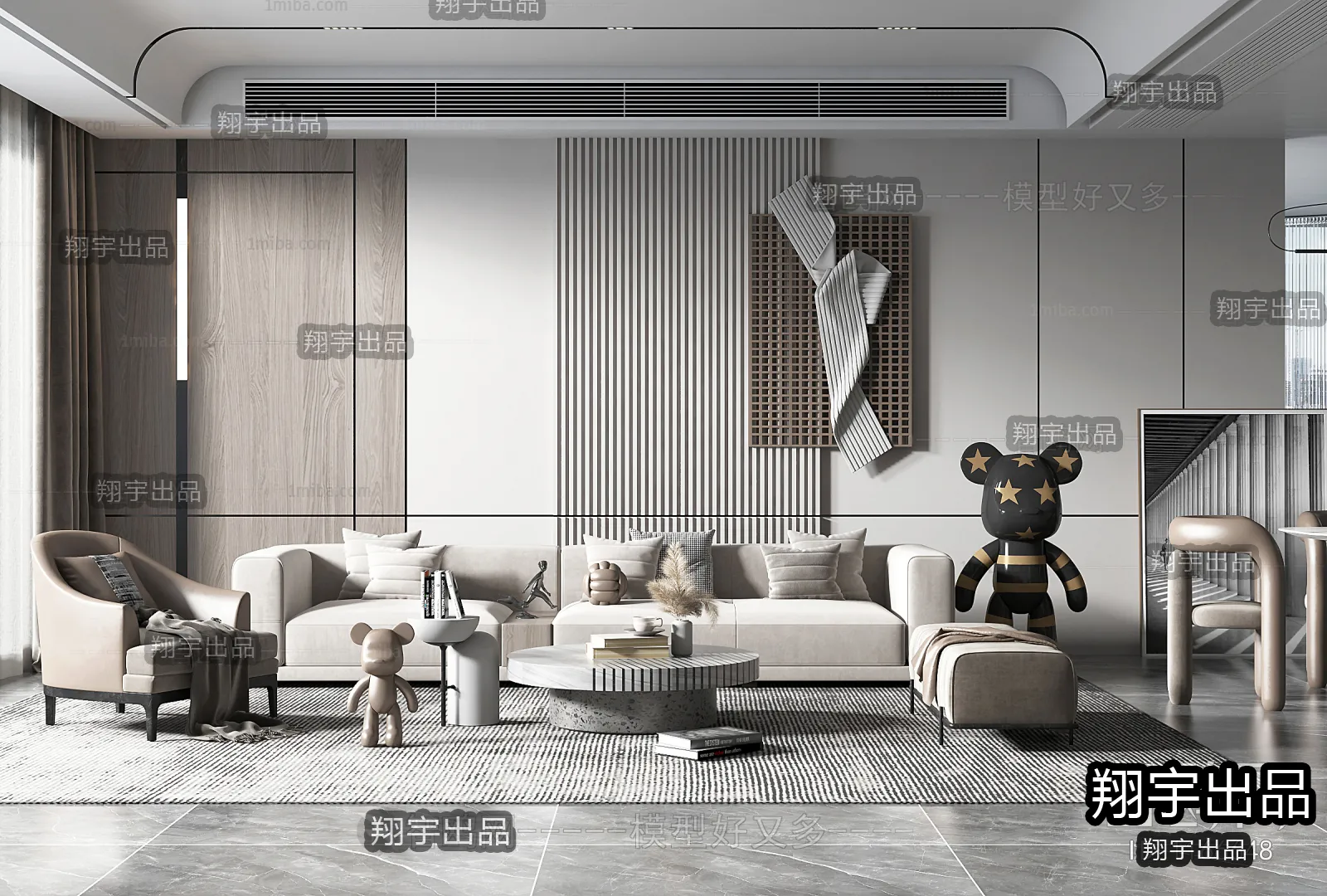 Living Room – Modern Interior Design – 3D Models – 044