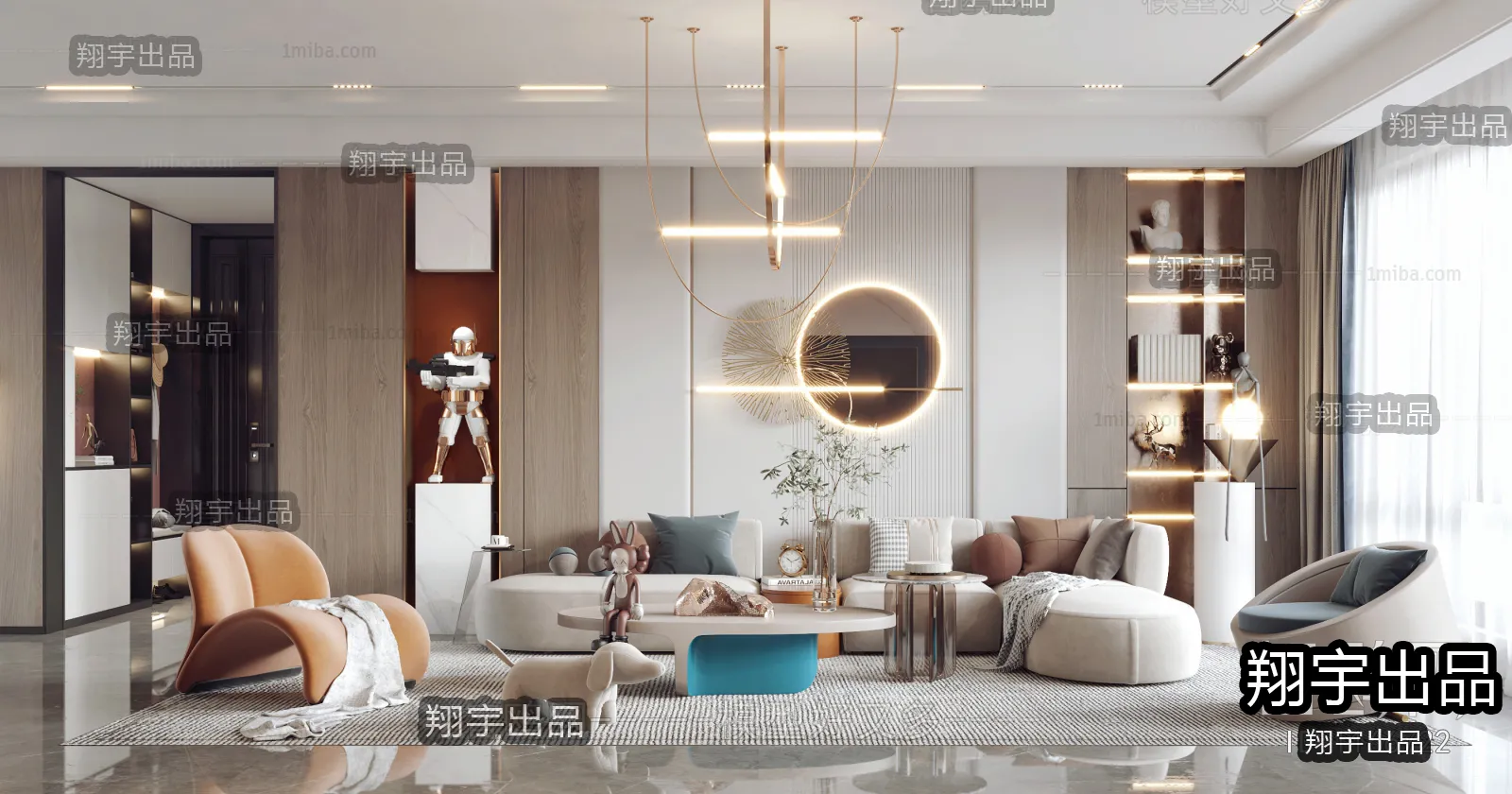 Living Room – Modern Interior Design – 3D Models – 048