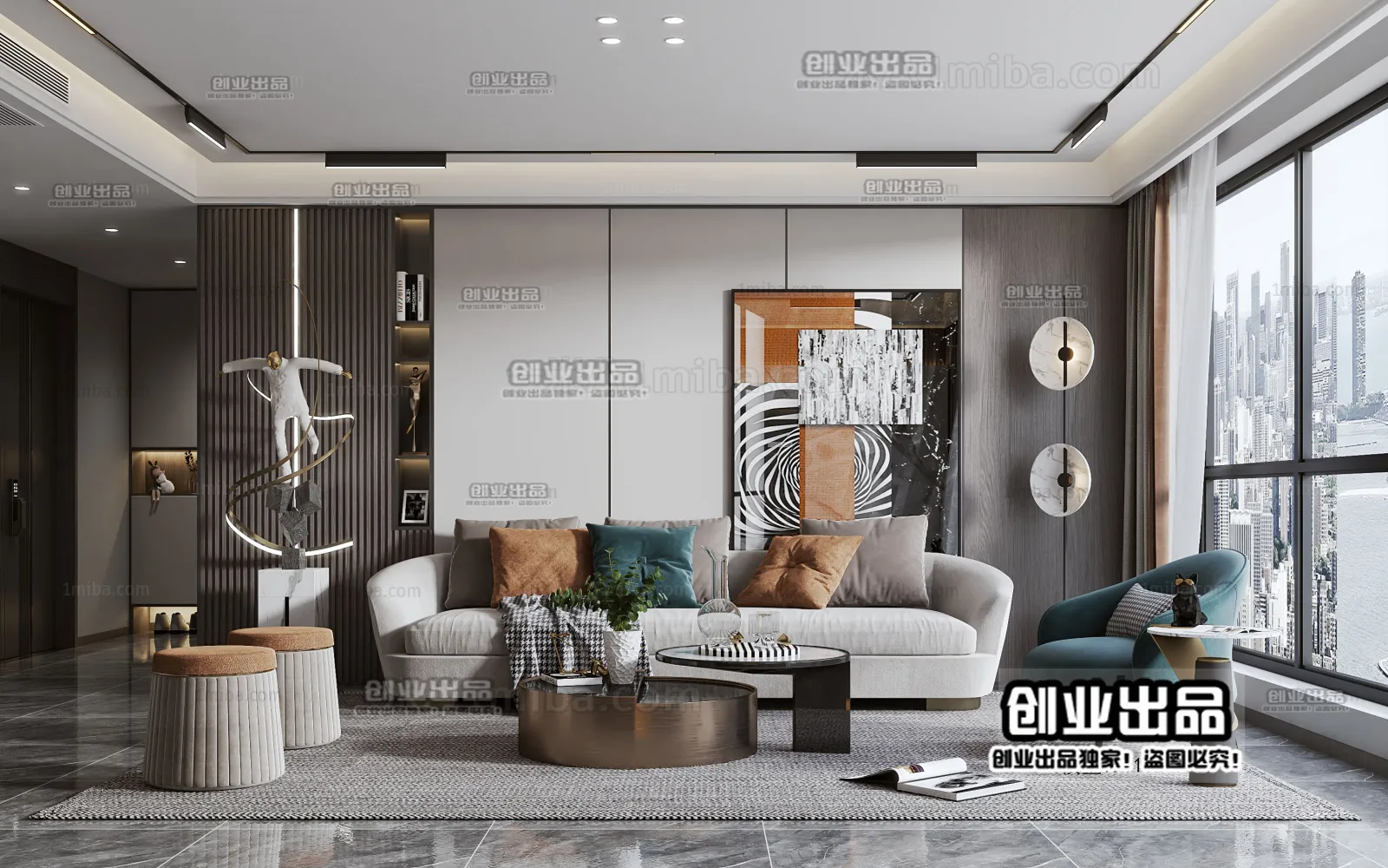 Living Room – Modern Interior Design – 3D Models – 054