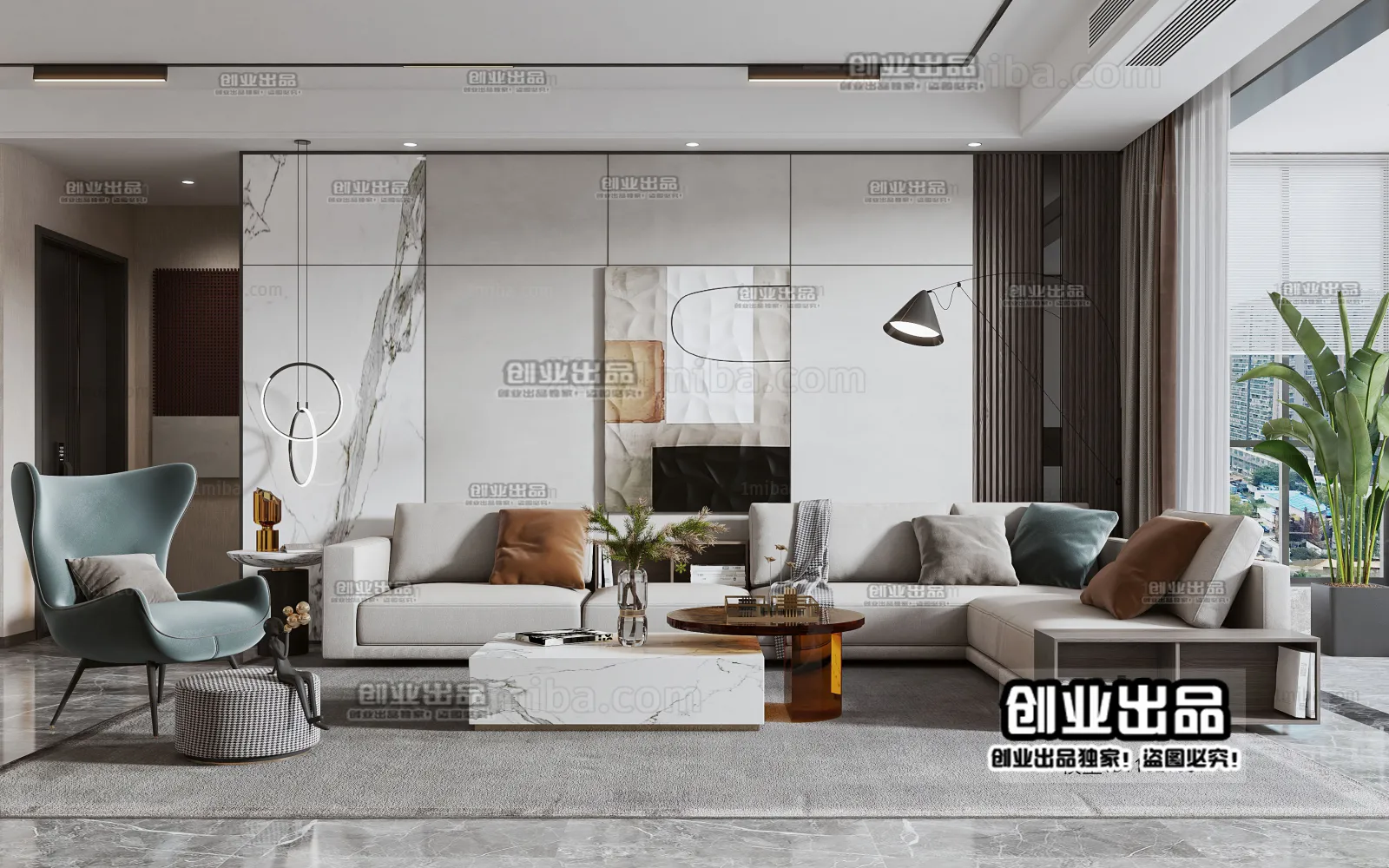 Living Room – Modern Interior Design – 3D Models – 055