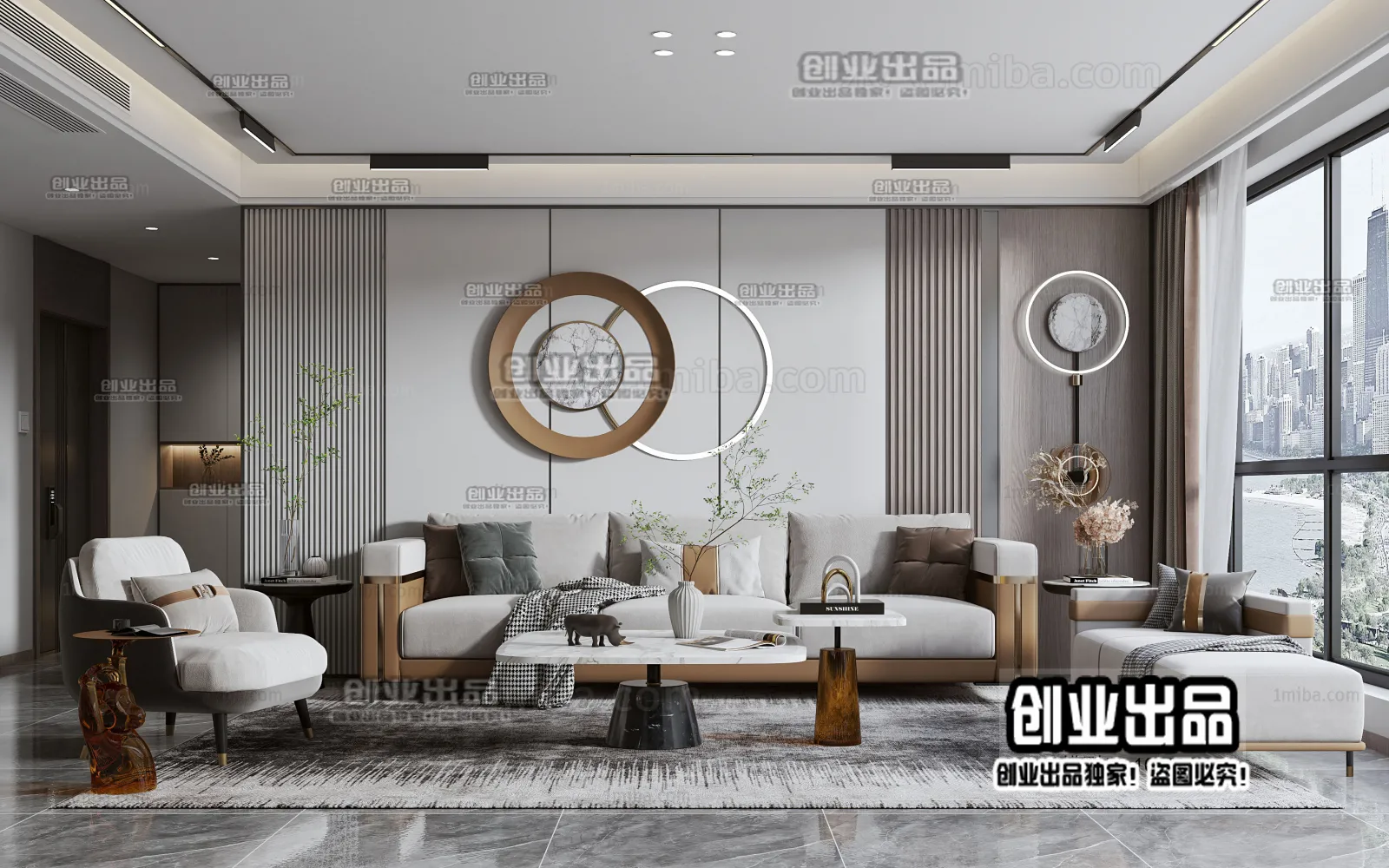Living Room – Modern Interior Design – 3D Models – 058