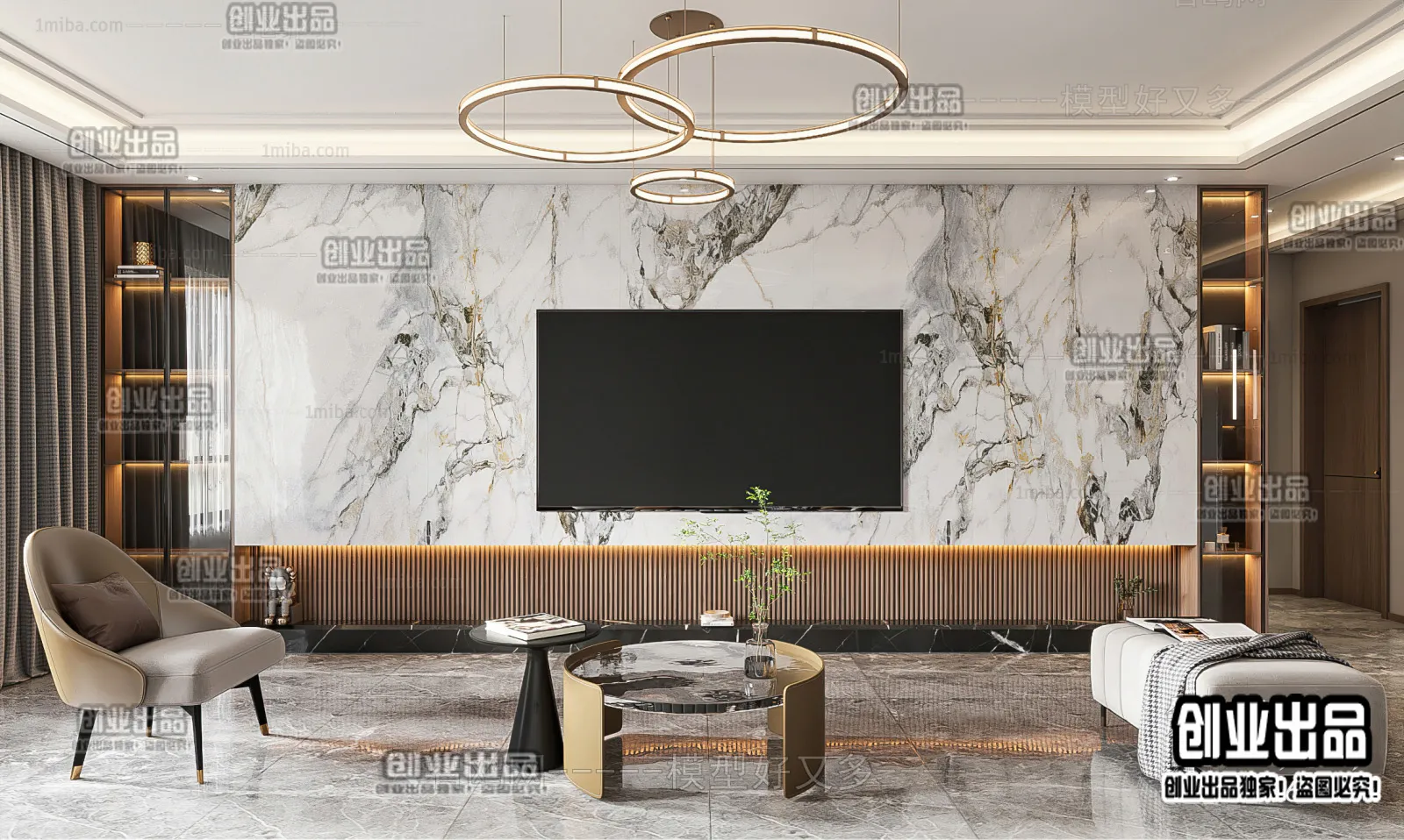 Living Room – Modern Interior Design – 3D Models – 070