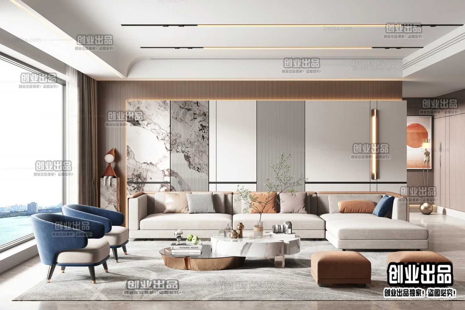 Living Room – Modern Interior Design – 3D Models – 071