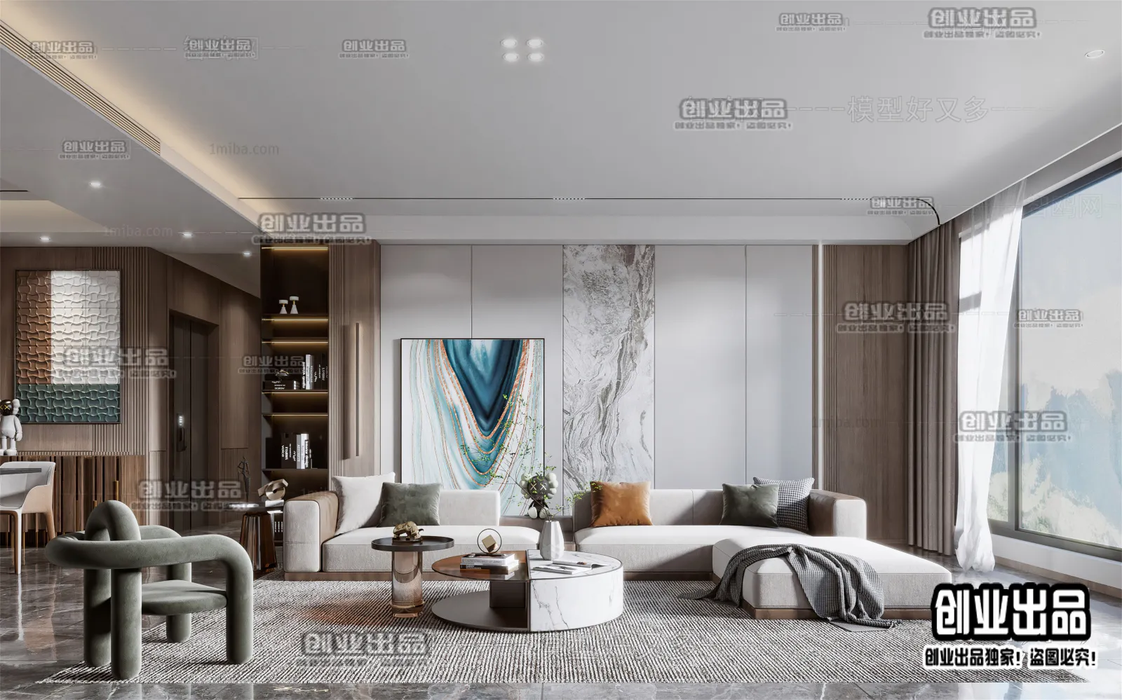 Living Room – Modern Interior Design – 3D Models – 073