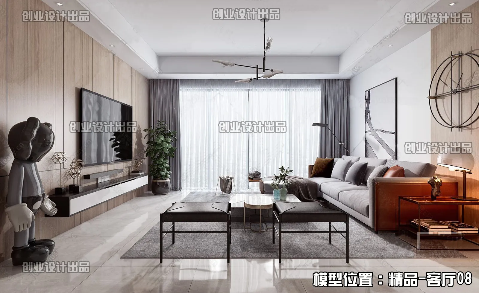 Living Room – Modern Interior Design – 3D Models – 127