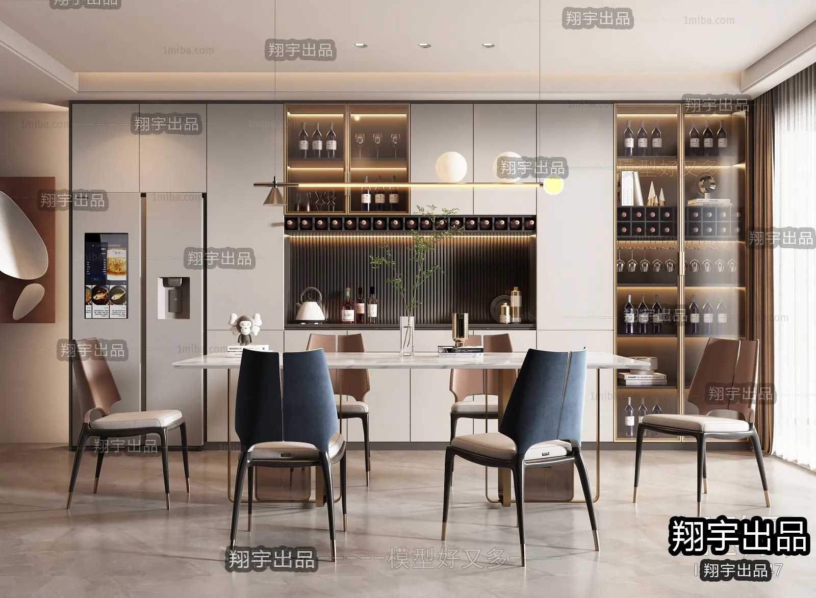 Dining Room – Modern Interior Design – 3D Models – 001