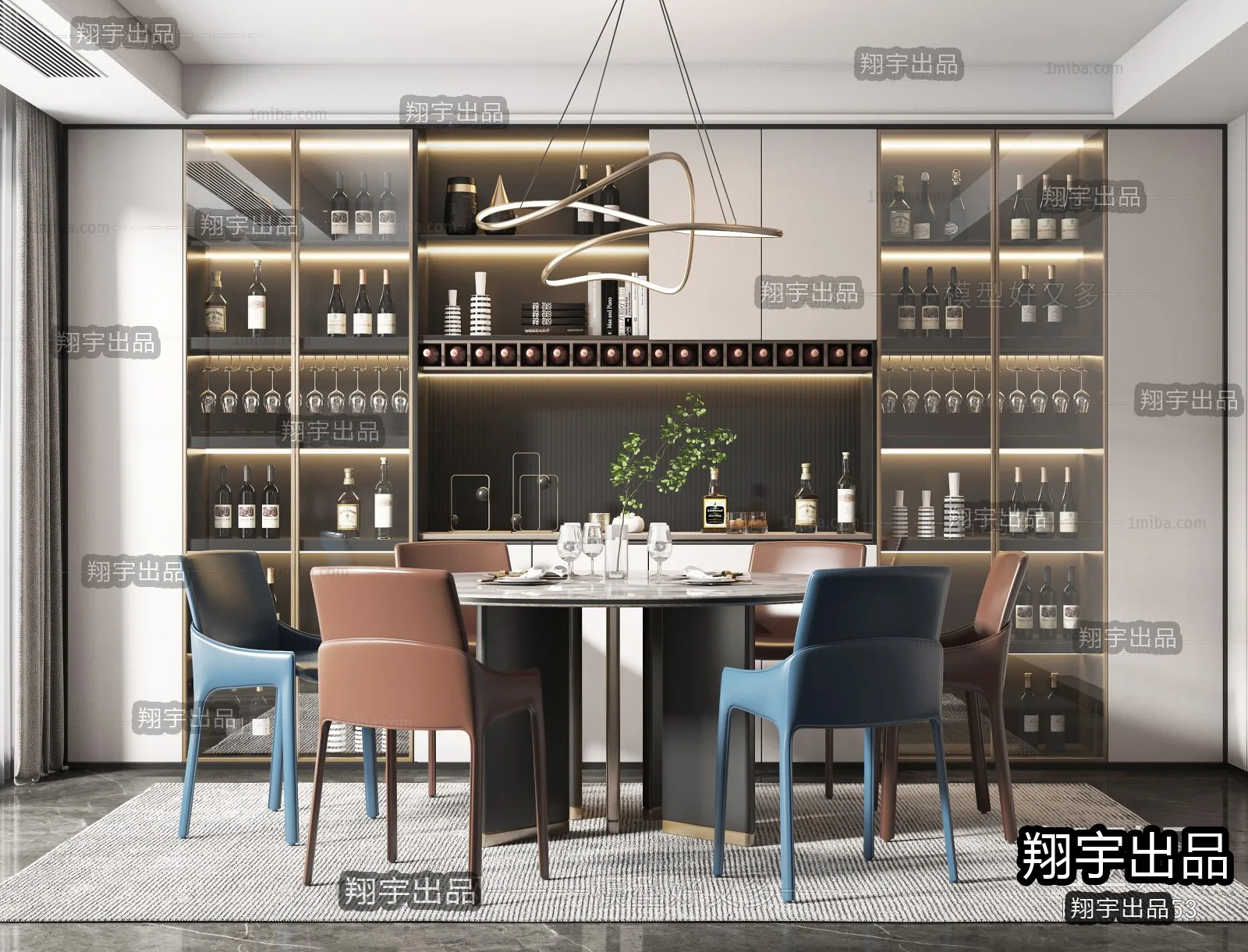 Dining Room – Modern Interior Design – 3D Models – 008