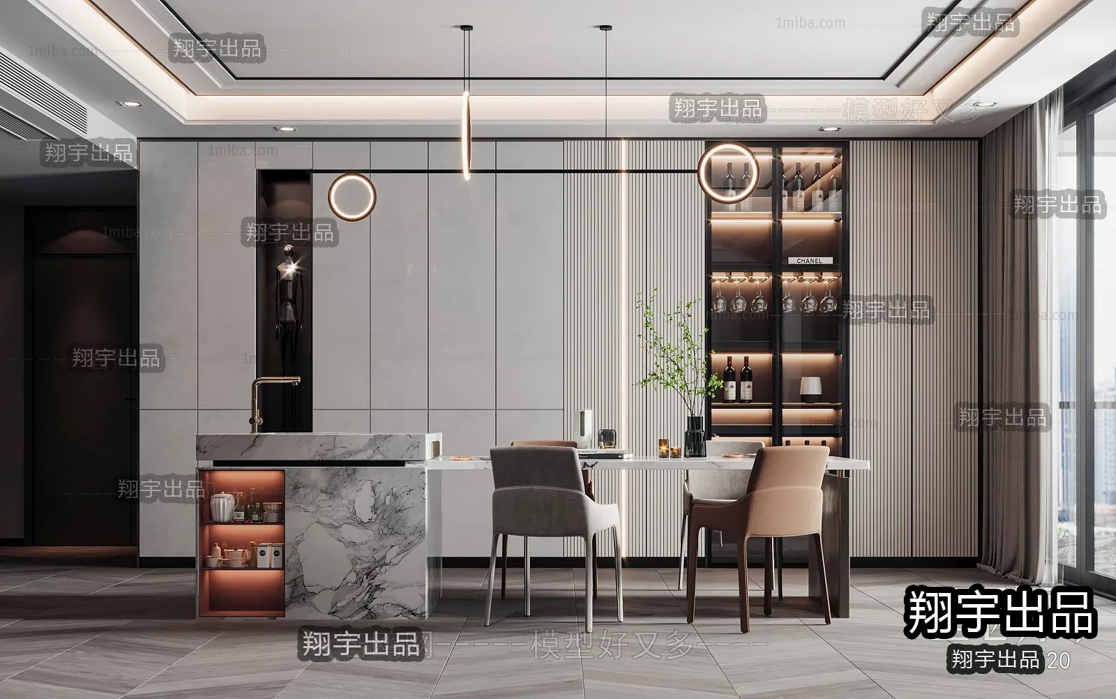 Dining Room – Modern Interior Design – 3D Models – 009