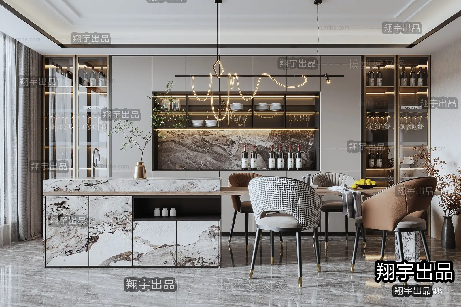Dining Room – Modern Interior Design – 3D Models – 012