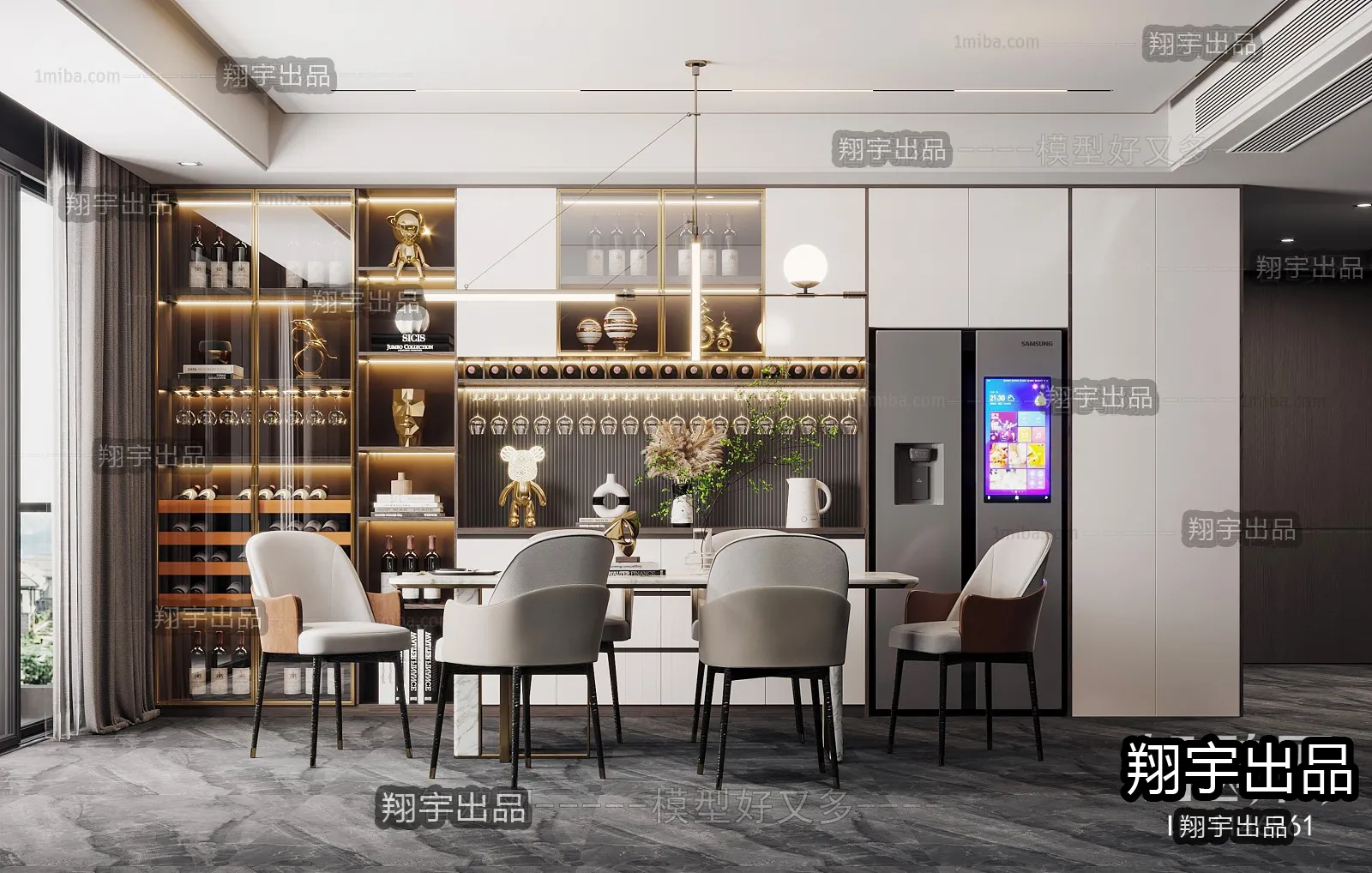 Dining Room – Modern Interior Design – 3D Models – 029