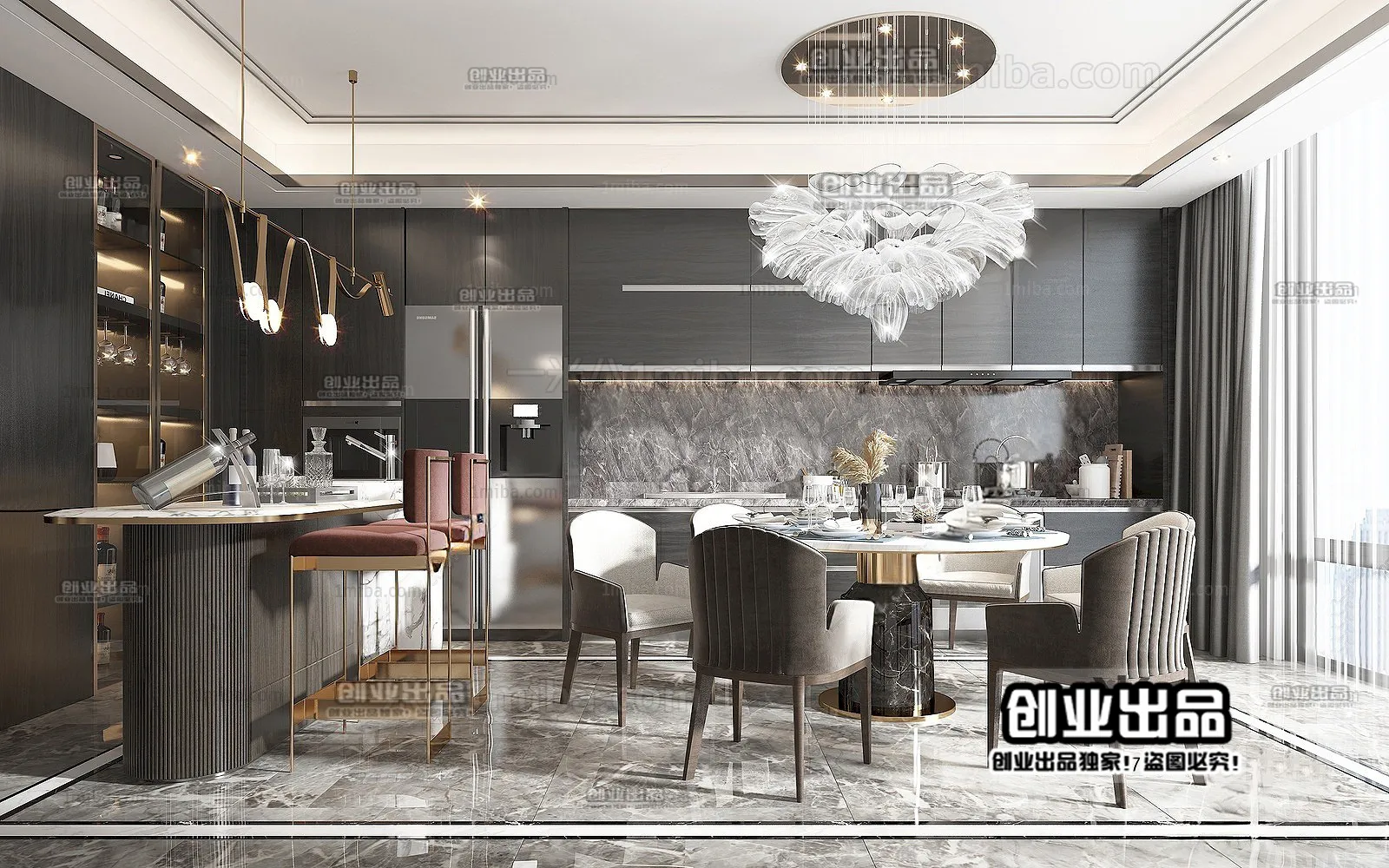 Dining Room – Modern Interior Design – 3D Models – 060