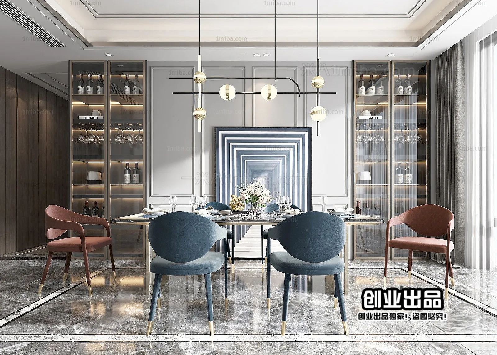 Dining Room – Modern Interior Design – 3D Models – 094