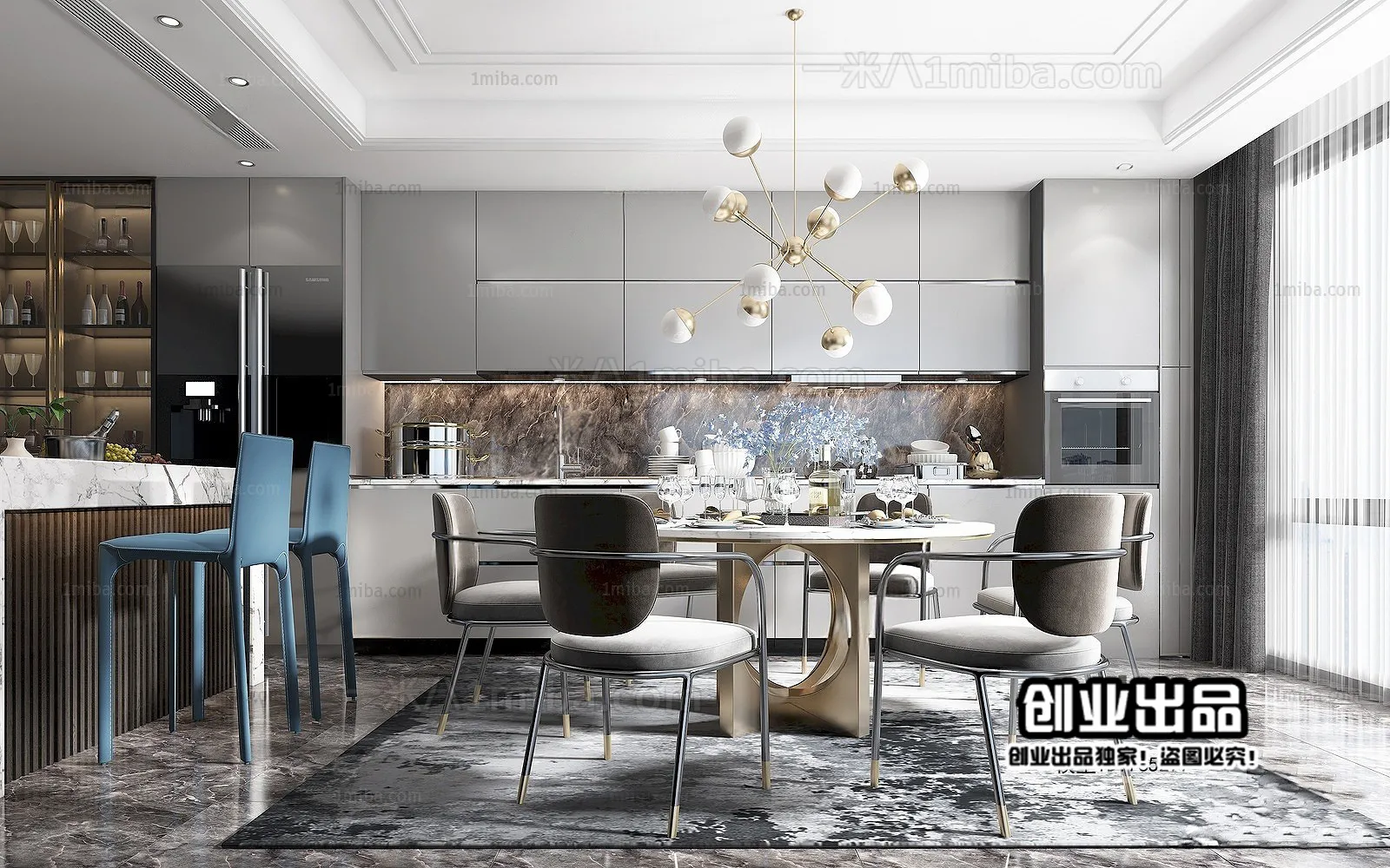 Dining Room – Modern Interior Design – 3D Models – 097
