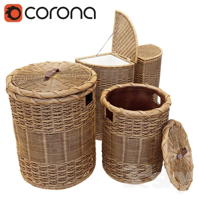 RATTAN – BAMBOO 3DMODELS – 036 – Wicker basket for clothes