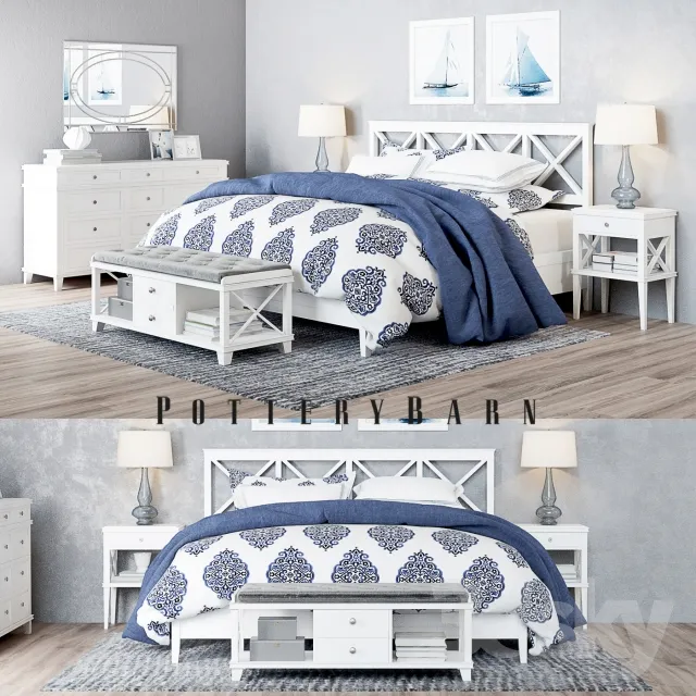 Pottery Barn Clara Lattice Bed set 2 3DS Max - thumbnail 3