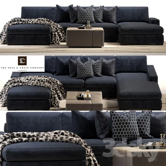 Brancusi corner sofa and Matisse ottoman 3DS Max - thumbnail 3