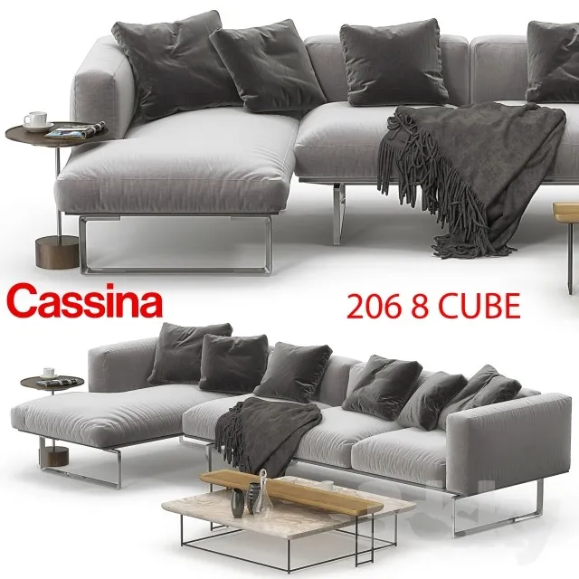 Cassina 206 8 CUBE sofa corner set 3DS Max - thumbnail 3