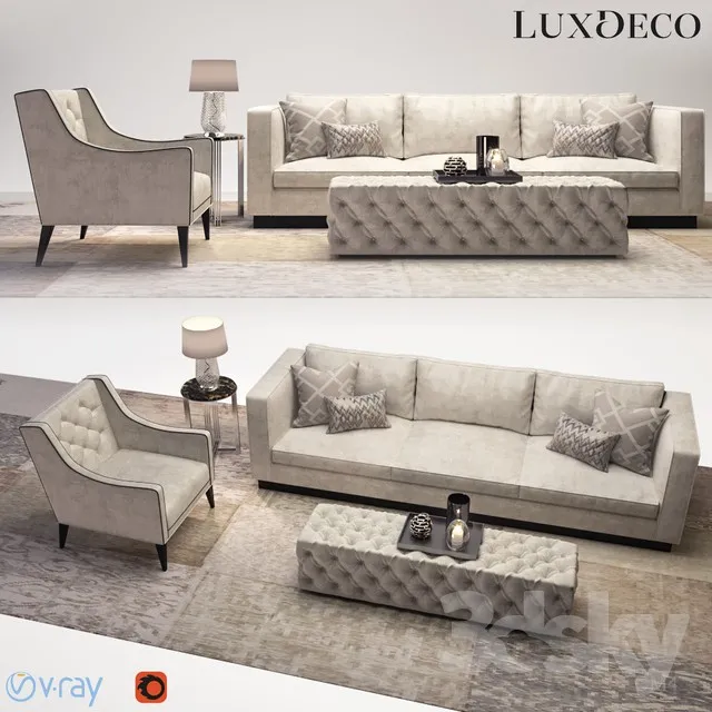 Luxdeco living room furniture set 3DS Max - thumbnail 3