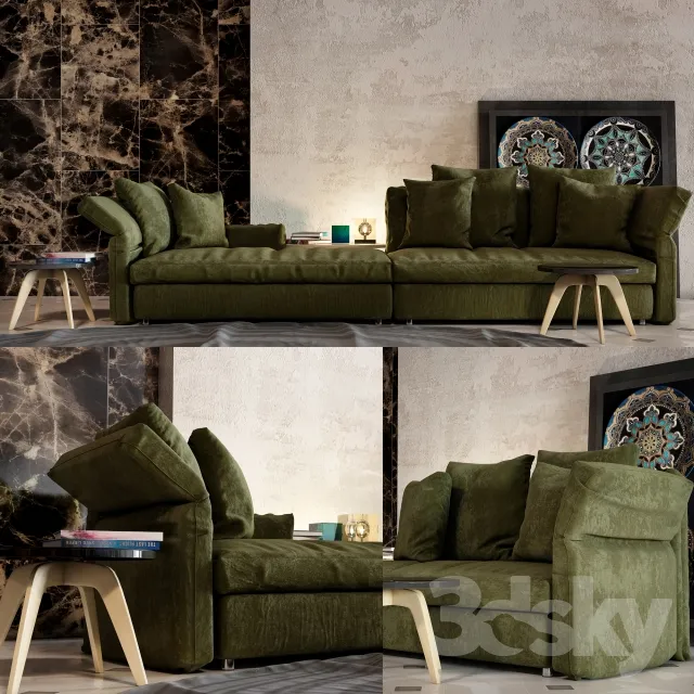 Collar sofa Minotti 3DS Max - thumbnail 3