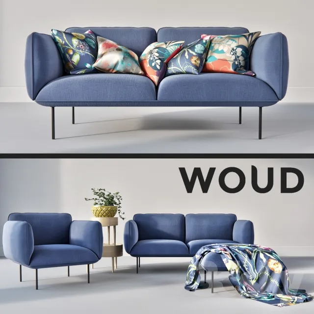 Woud Furniture Set 3DS Max - thumbnail 3