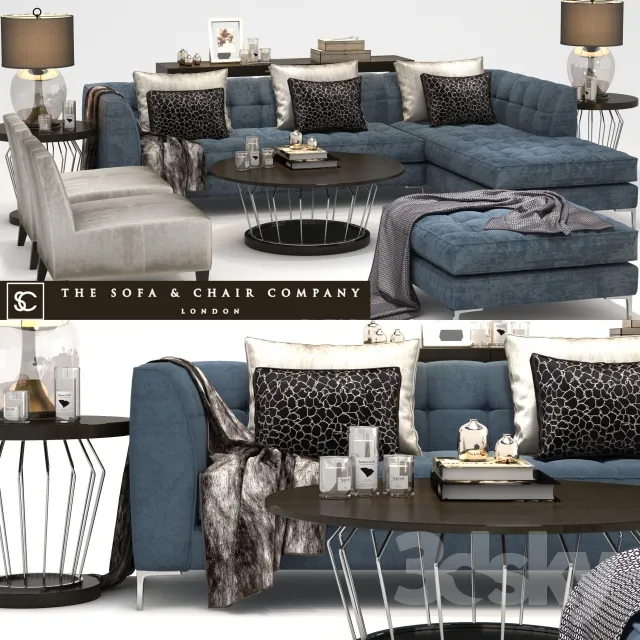 The Sofa & Chair Company_Duchamp corner sofa_Plaza table_Concave Brass 3DS Max - thumbnail 3