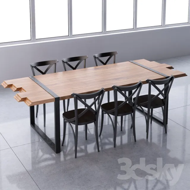 FURNITURE – TABLE AND CHAIRS 3D MODELS – 213