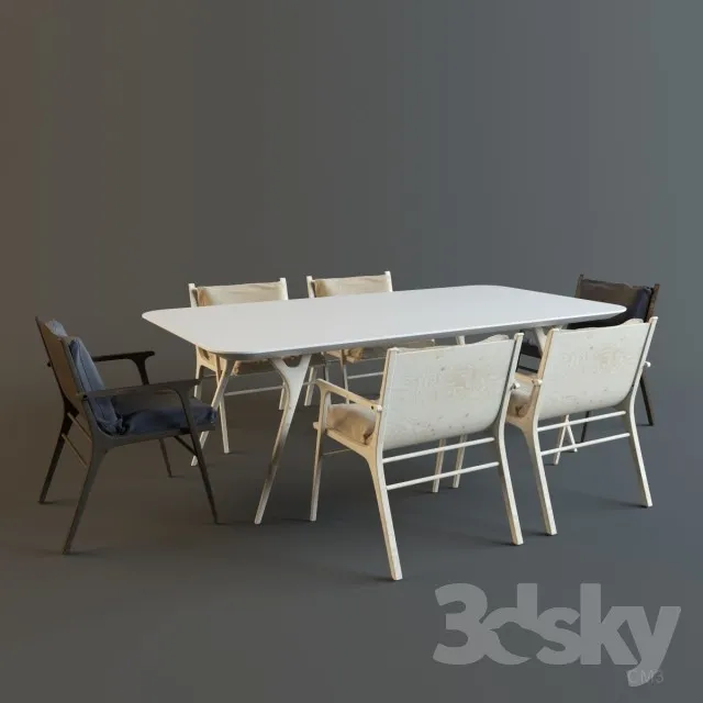 FURNITURE – TABLE AND CHAIRS 3D MODELS – 234