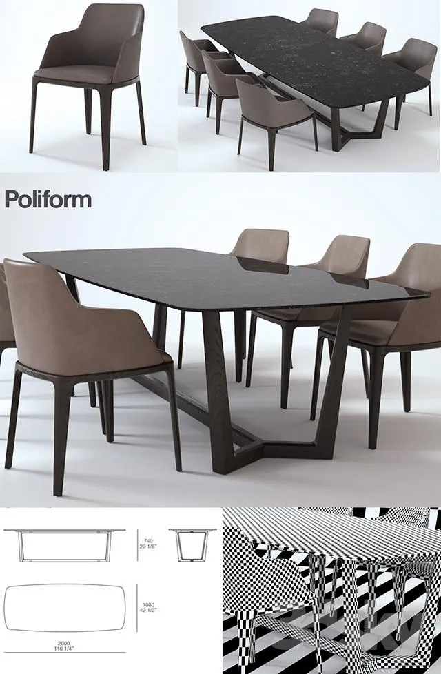 FURNITURE – TABLE AND CHAIRS 3D MODELS – 240