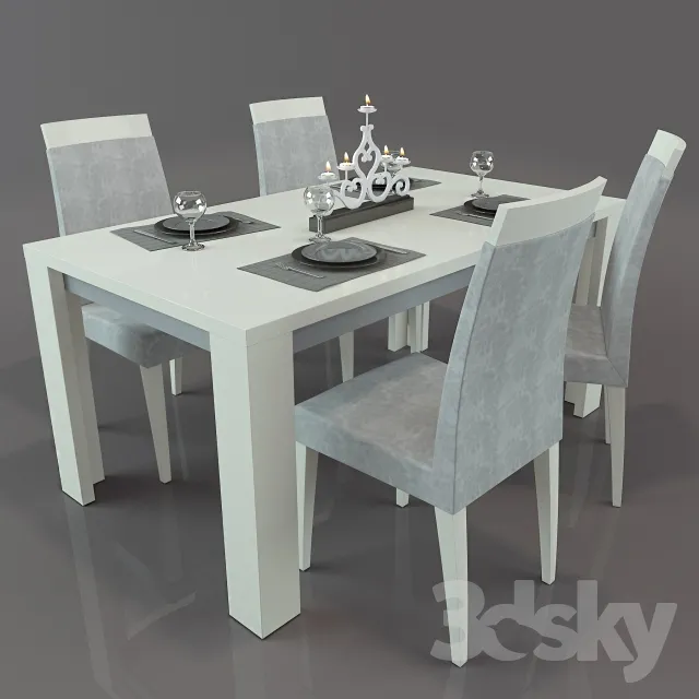 FURNITURE – TABLE AND CHAIRS 3D MODELS – 268