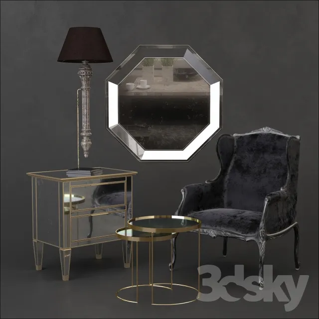 FURNITURE – TABLE AND CHAIRS 3D MODELS – 358