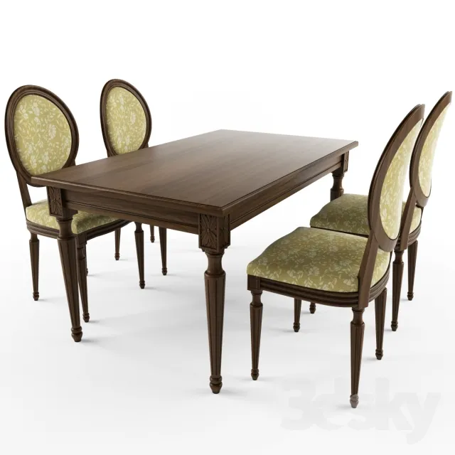FURNITURE – TABLE AND CHAIRS 3D MODELS – 038
