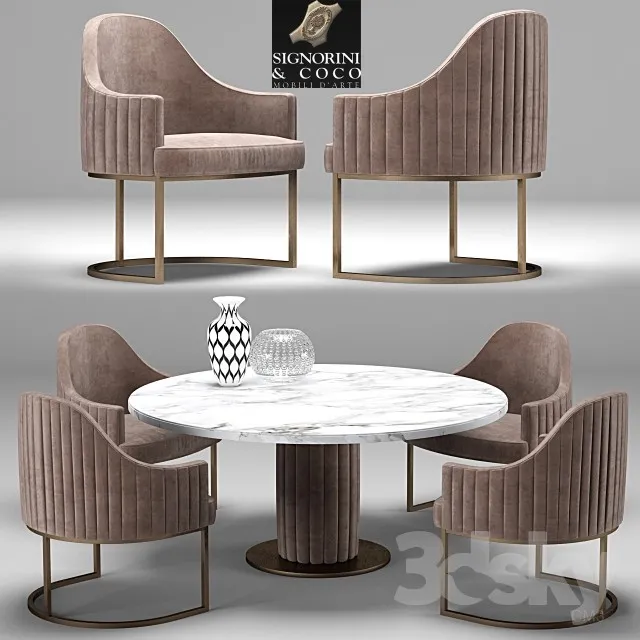 FURNITURE – TABLE AND CHAIRS 3D MODELS – 382
