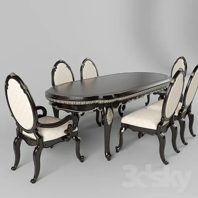 FURNITURE – TABLE AND CHAIRS 3D MODELS – 411
