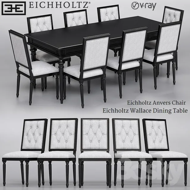 FURNITURE – TABLE AND CHAIRS 3D MODELS – 416