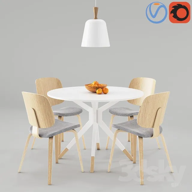 FURNITURE – TABLE AND CHAIRS 3D MODELS – 068