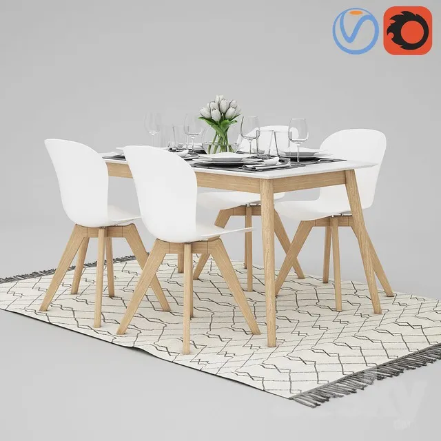 FURNITURE – TABLE AND CHAIRS 3D MODELS – 072