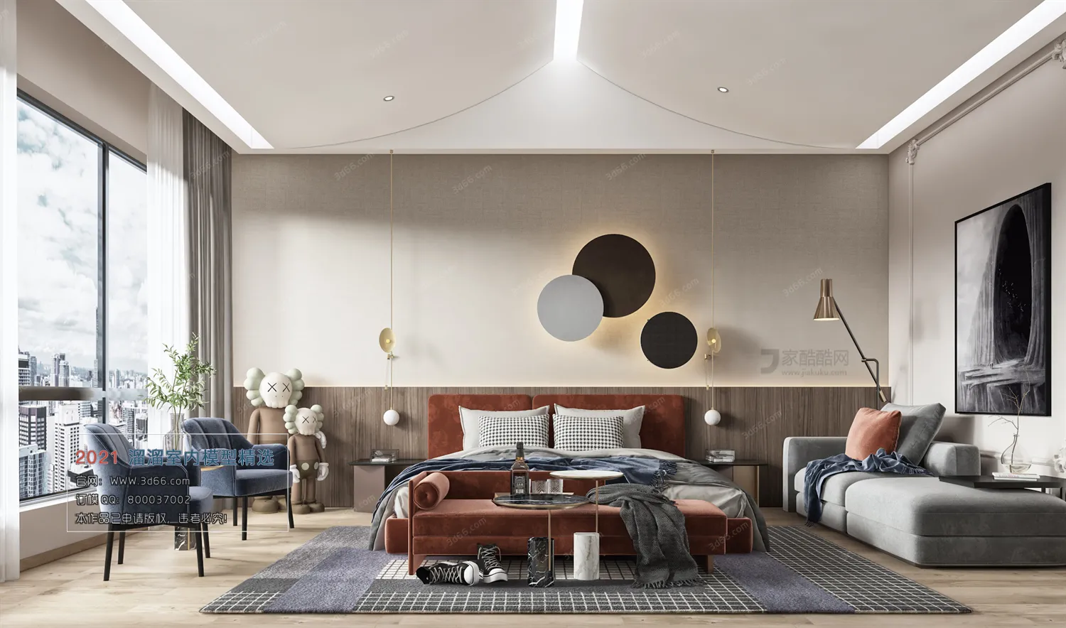 BEDROOM – A016-Modern style-Vray model