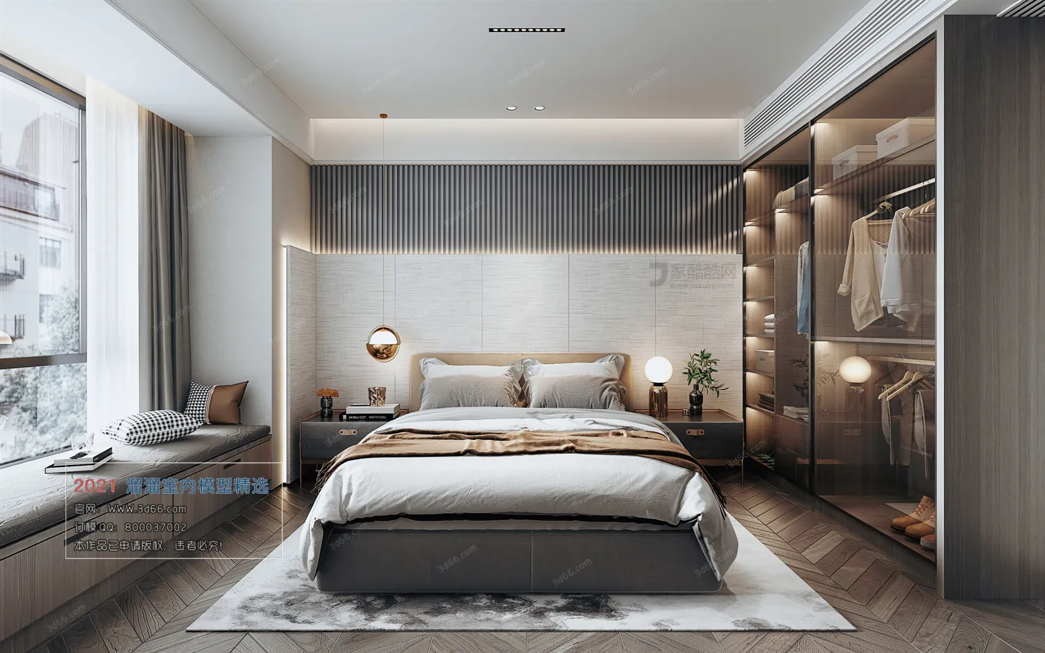 BEDROOM – A024-Modern style-Vray model