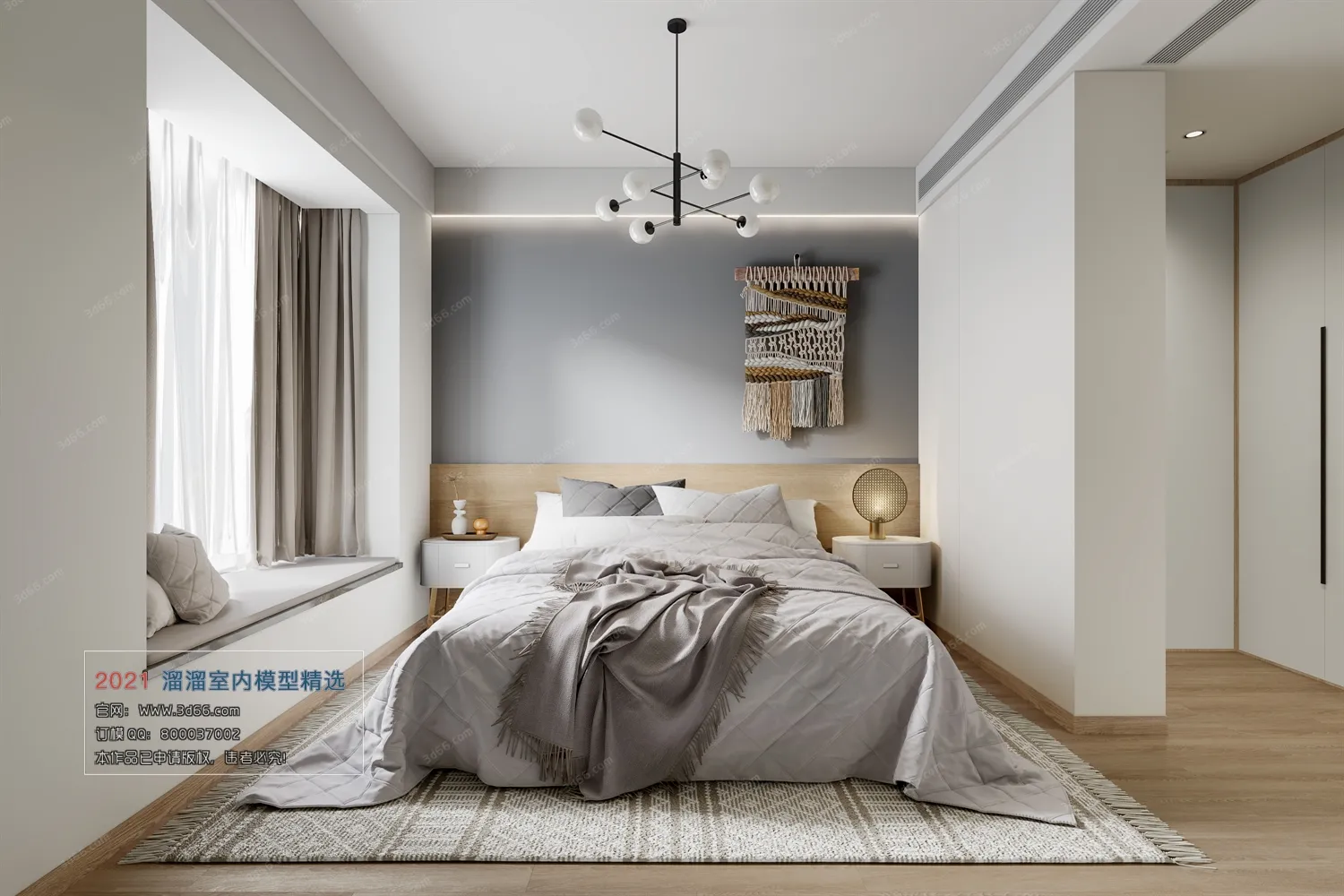 BEDROOM – M003-Nordic style-Vray model