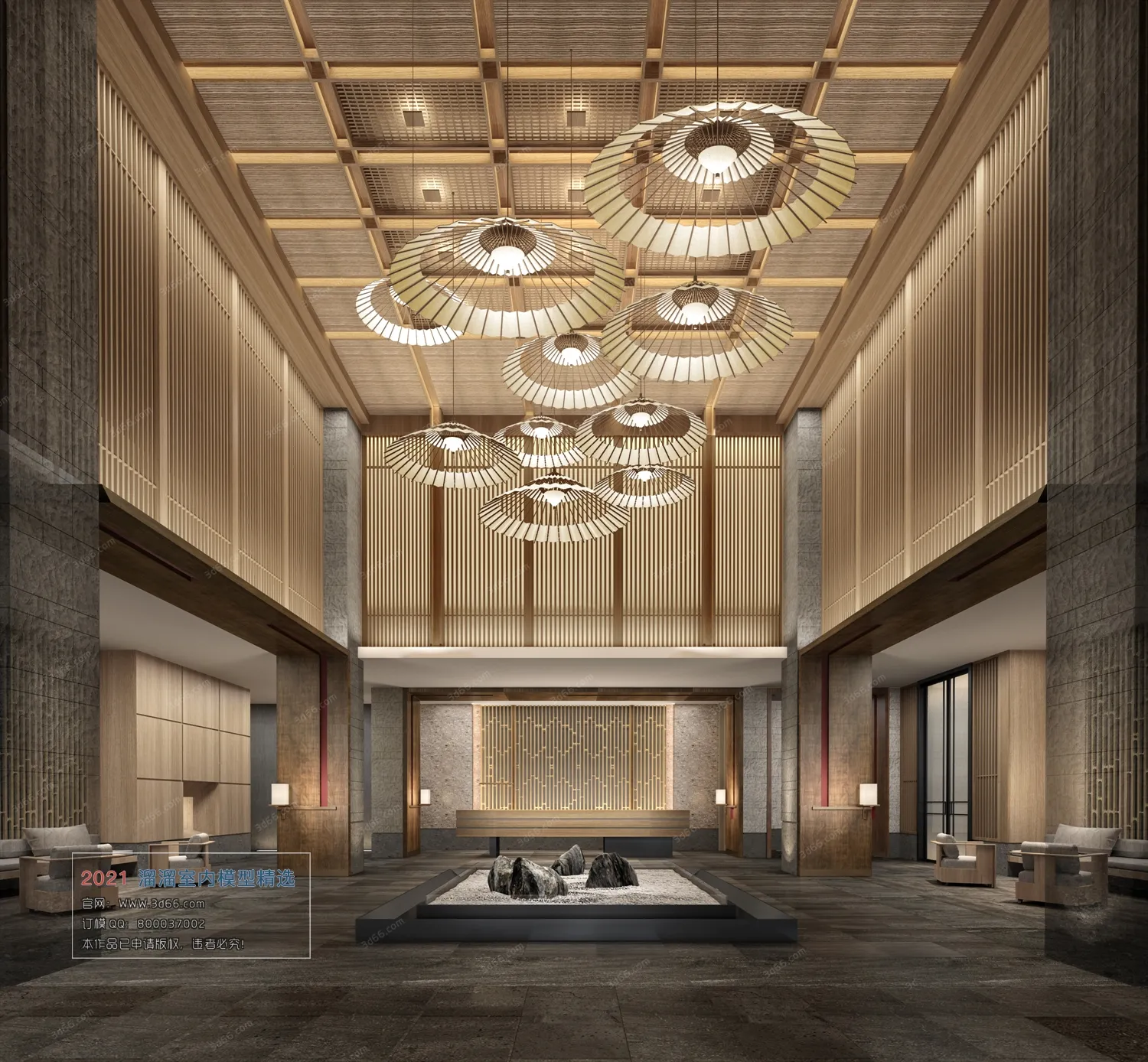 LOBBY, RECEPTION – C001-Chinese style-Vray model