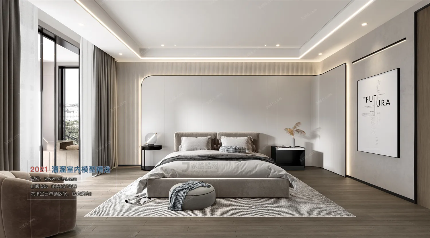 BEDROOM – A001-Modern style-Vray model
