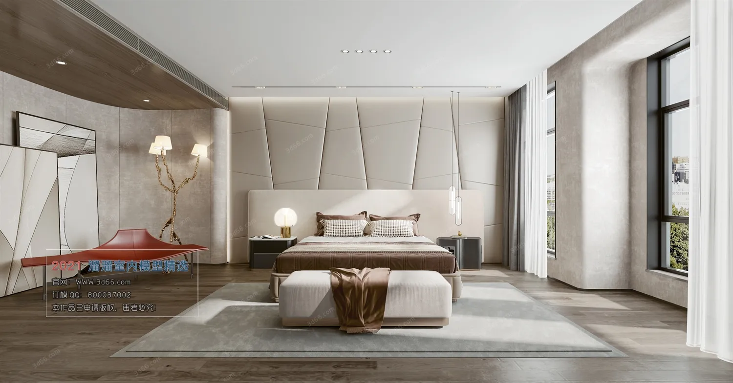 BEDROOM – A008-Modern style-Vray model
