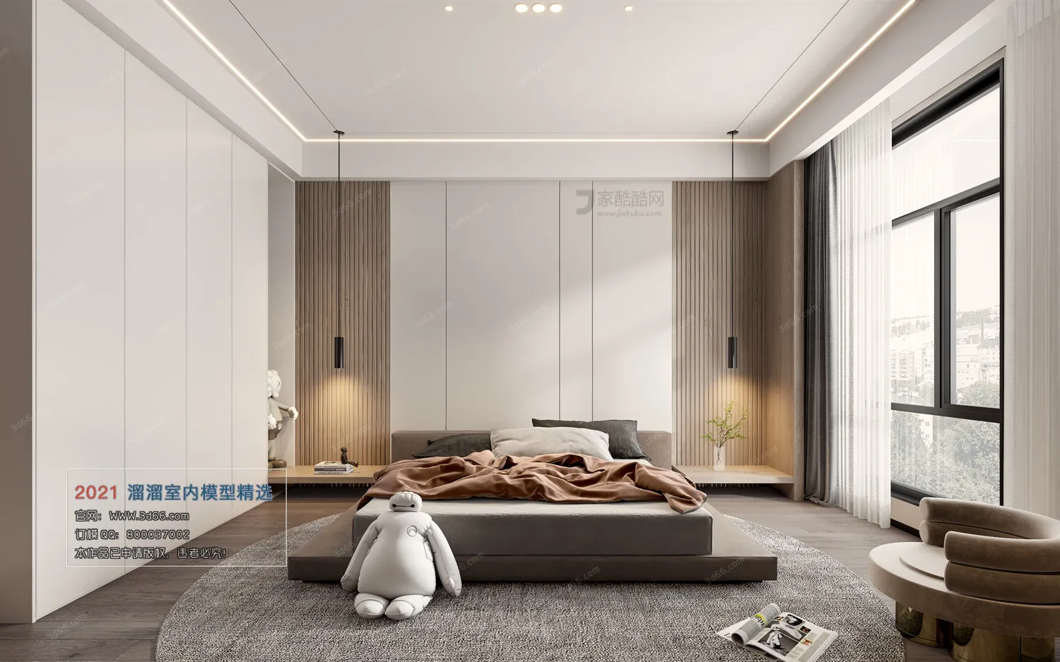 BEDROOM – A013-Modern style-Vray model