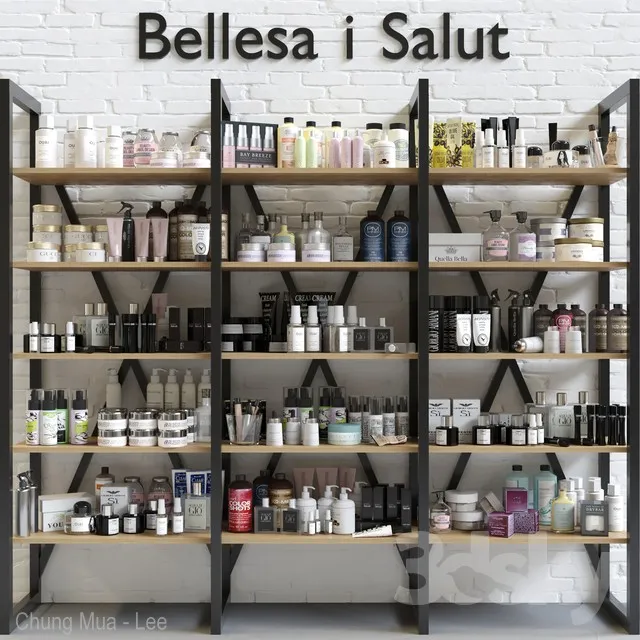 A huge rack with luxury cosmetics for beauty salons and professional cosmetology 3DS Max - thumbnail 3