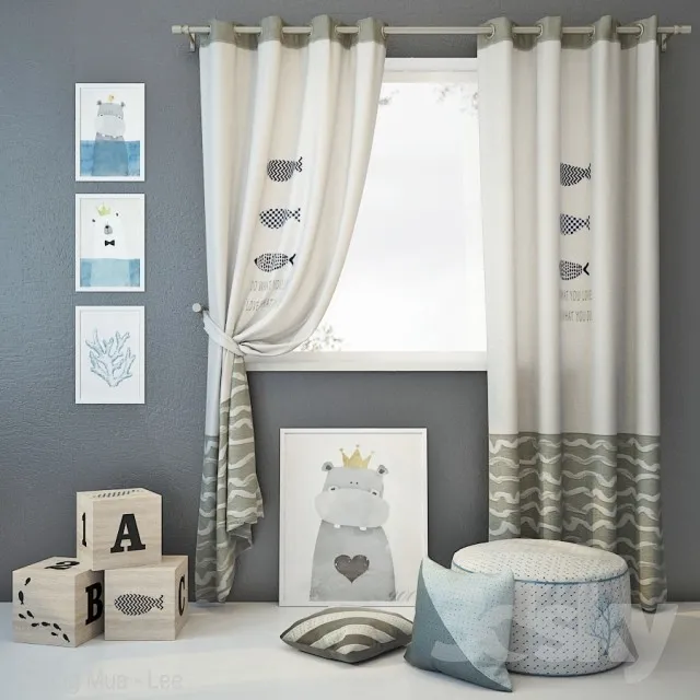Curtain and decor 5 3DS Max - thumbnail 3